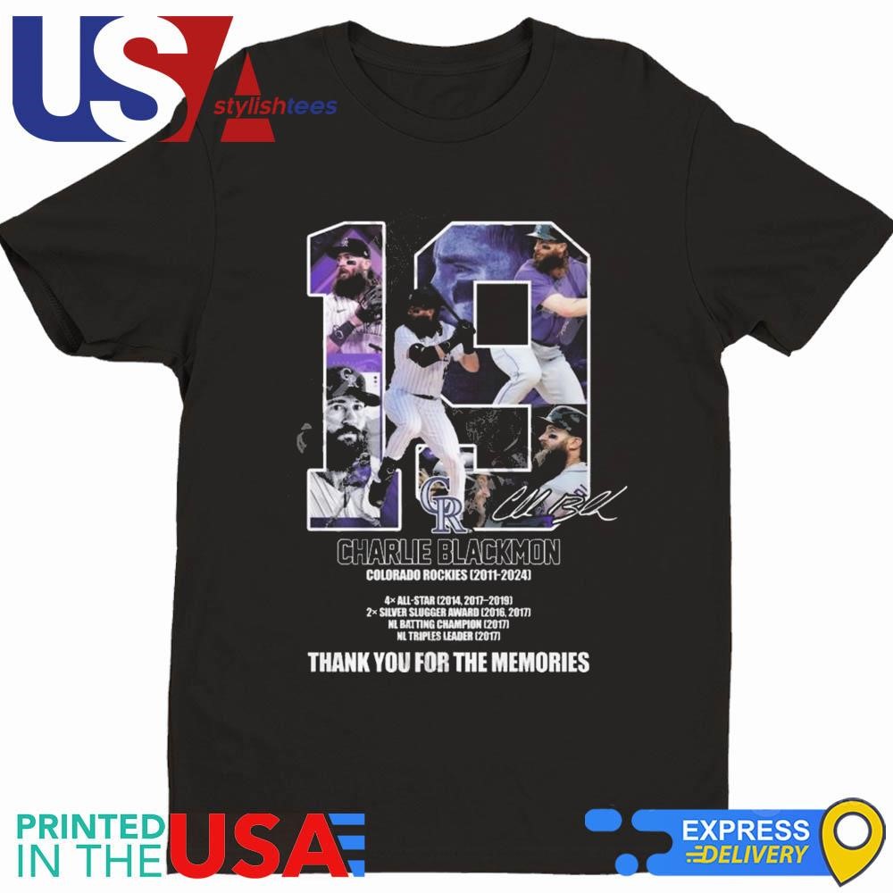 19 Charlie Blackmon Colorado Rockies 2011 – 2024 Thank You For The Memories Signature Shirt