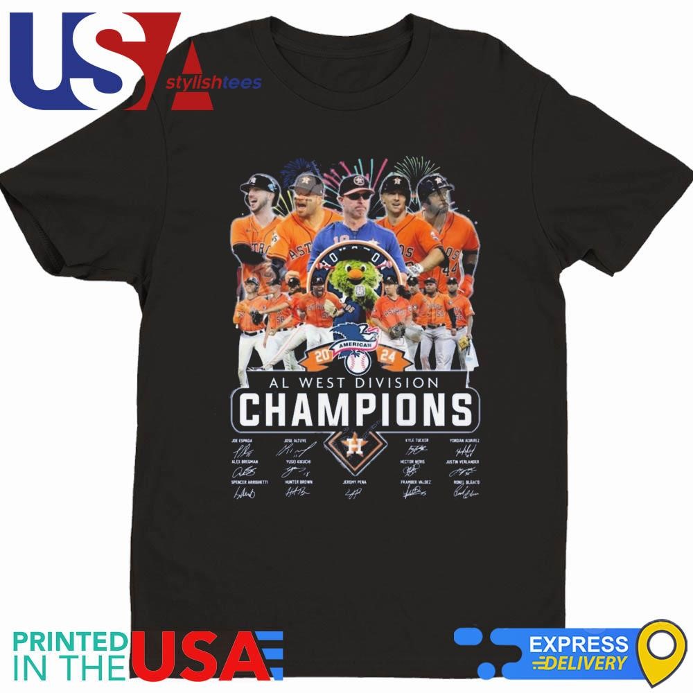 2024 AL West Division Champions Houston Astros Mascot Signatures Fireworks Shirt