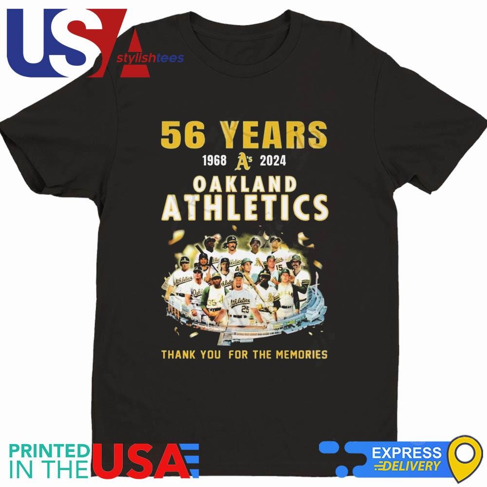 56 Years 1968-2024 Oakland Athletics Thank You For The Memories Shirt