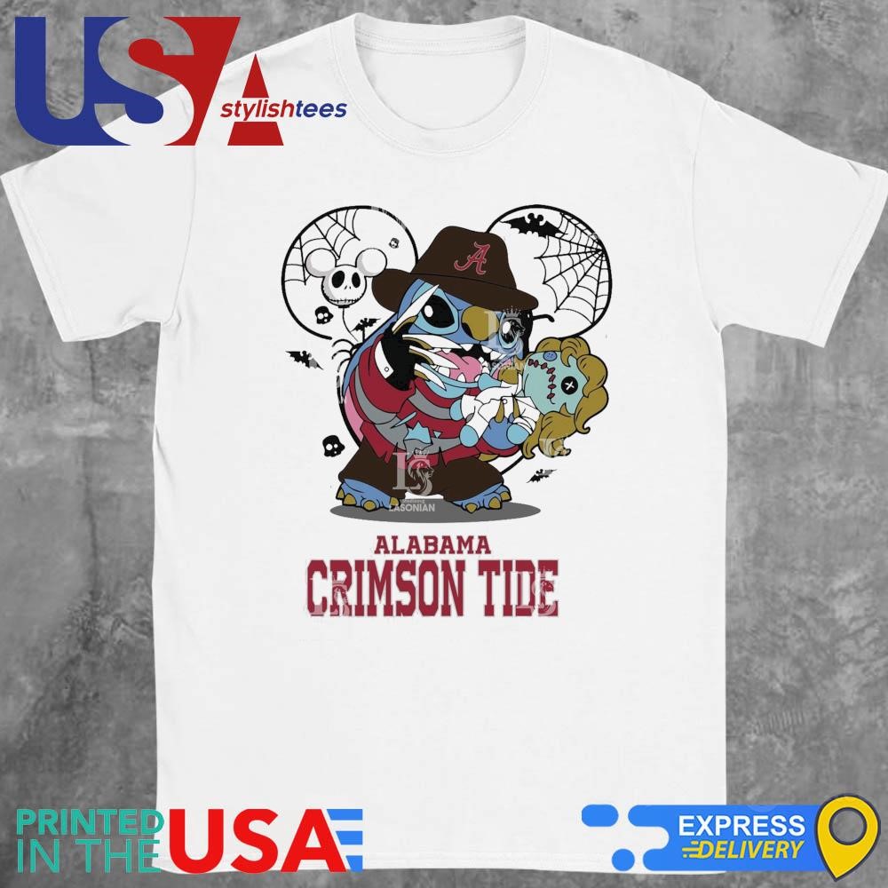 Alabama Crimson Tide Stitch Freddy Krueger Halloween Shirt