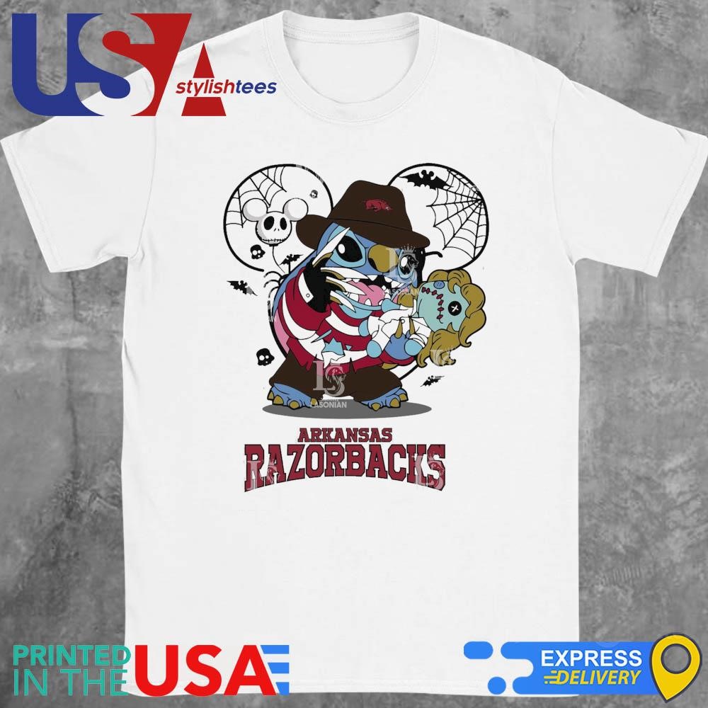 Arkansas Razorbacks Stitch Freddy Krueger Halloween Shirt