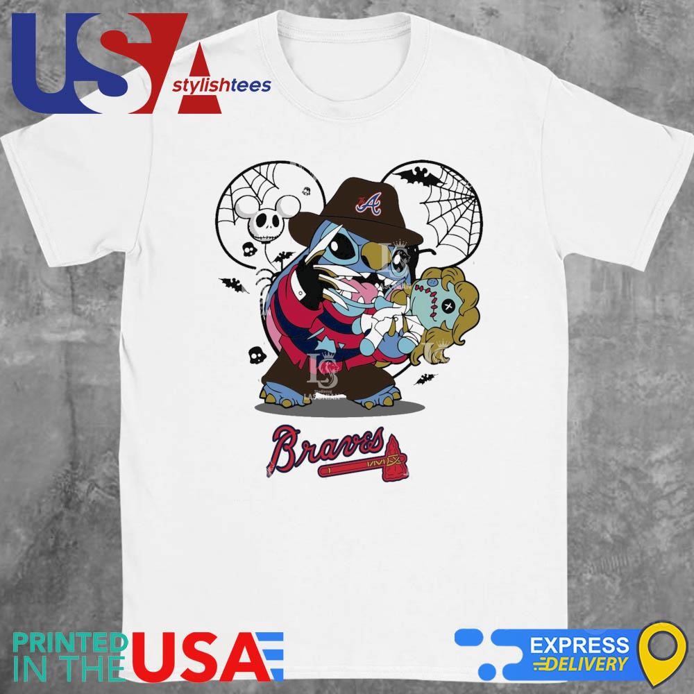 Atlanta Braves Stitch Freddy Krueger Halloween Shirt