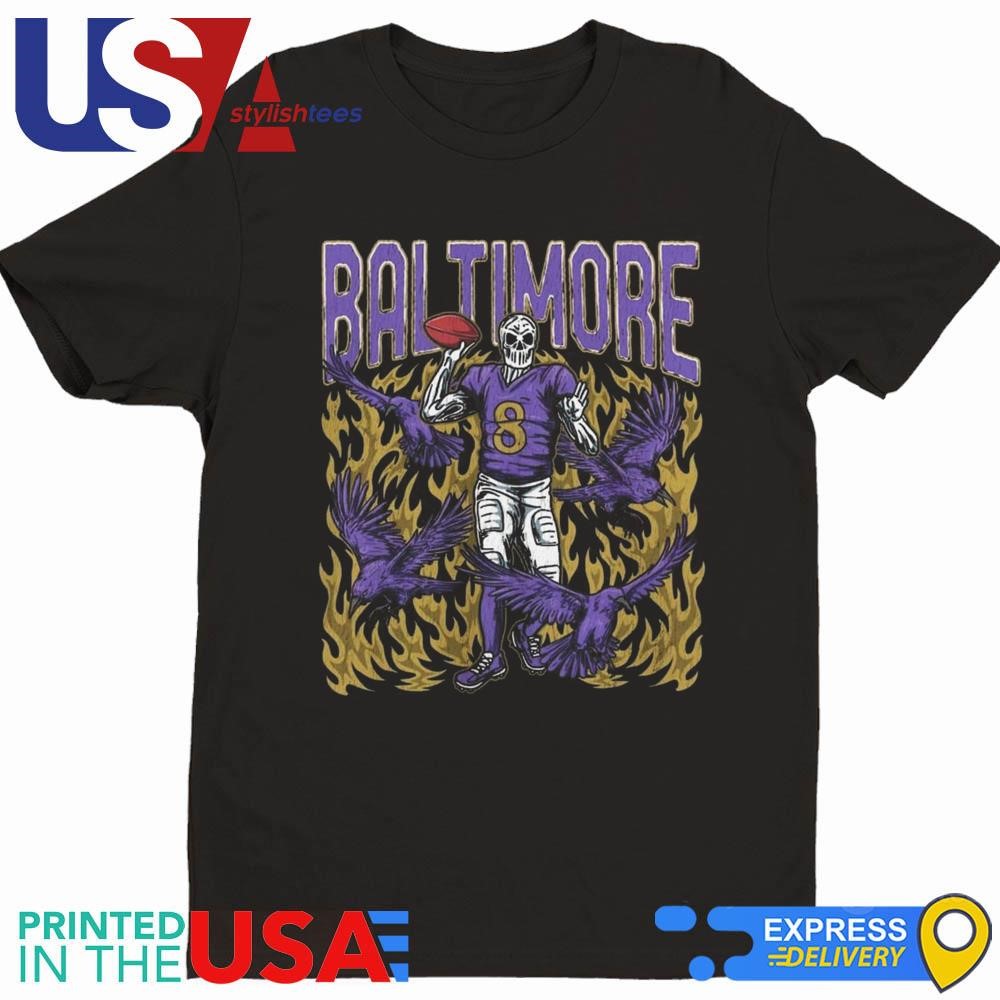 Baltimore Ravens Football Skeleton Bootleg Shirt