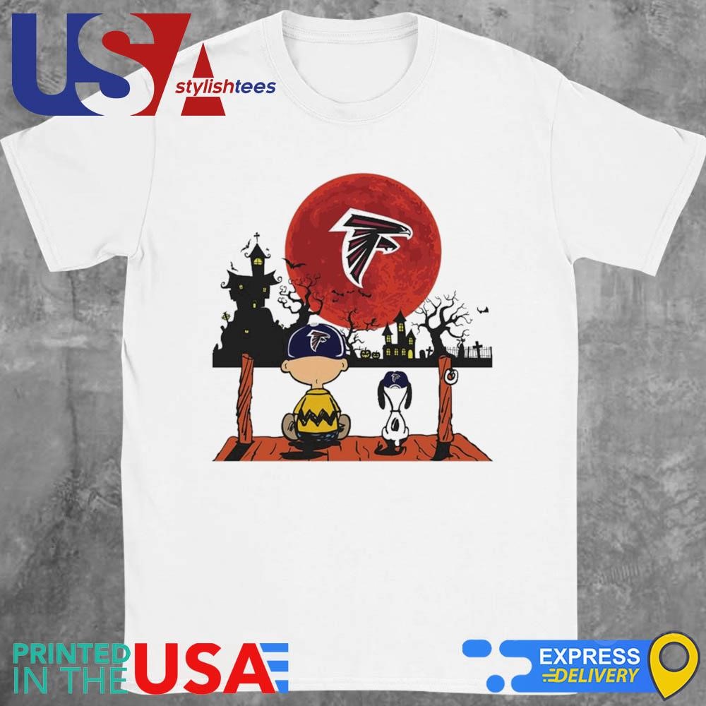 Charlie Brown And Snoopy Watching Atlanta Falcons Halloween 2024 Shirt