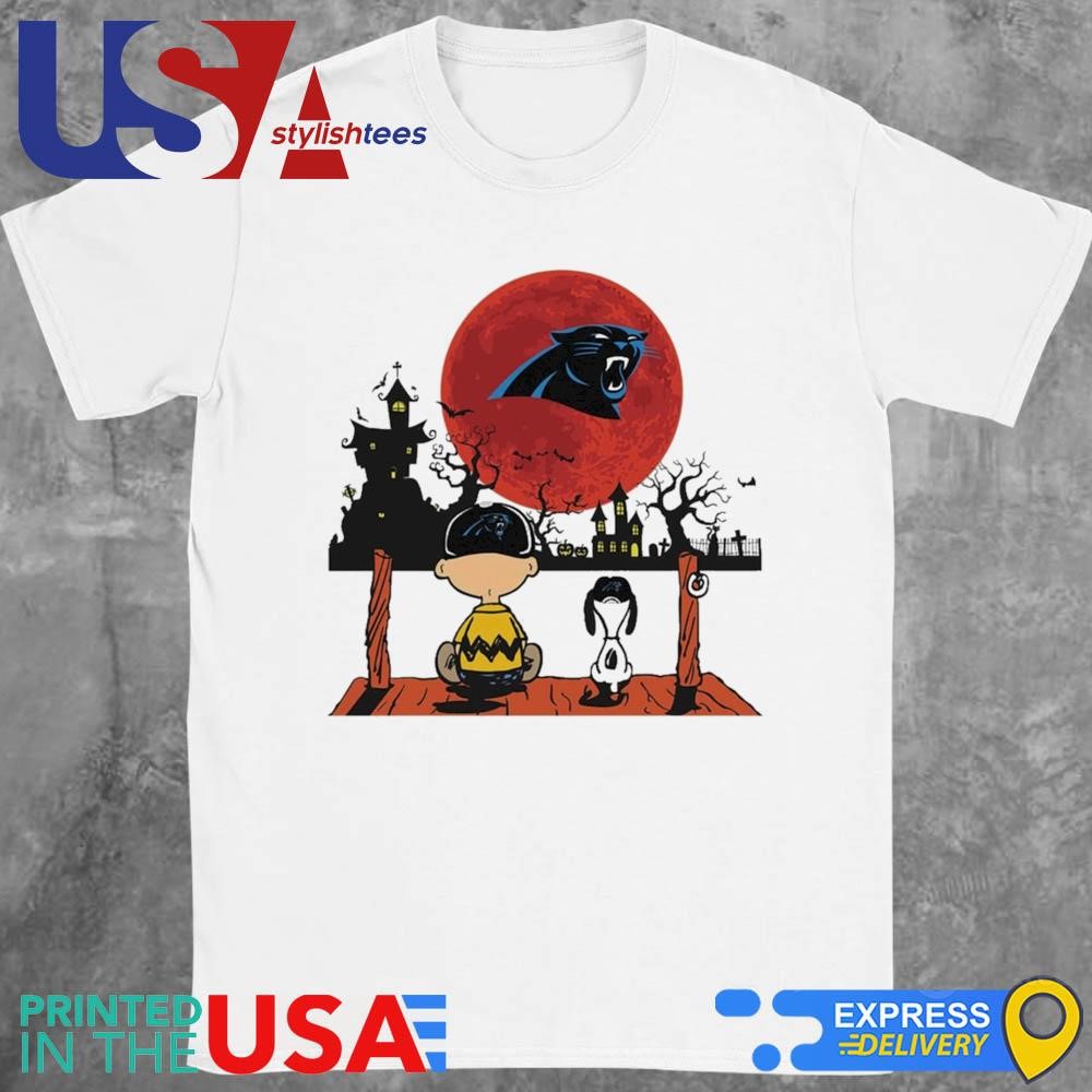 Charlie Brown And Snoopy Watching Carolina Panthers Halloween 2024 Shirt