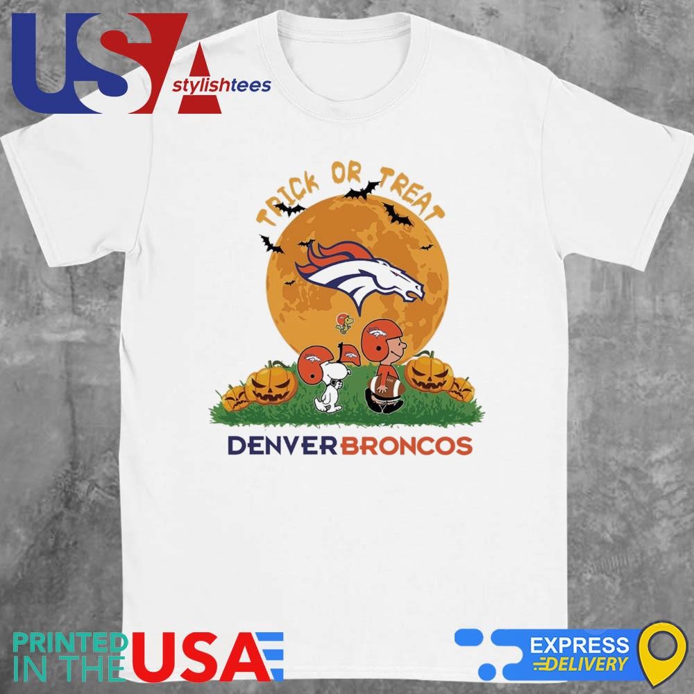 Charlie Brown Snoopy And Woodstock Trick Or Treat Halloween Denver Broncos NFL Shirt