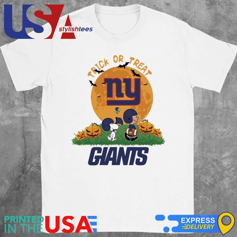 Charlie Brown Snoopy And Woodstock Trick Or Treat Halloween New York Giants NFL Shirt