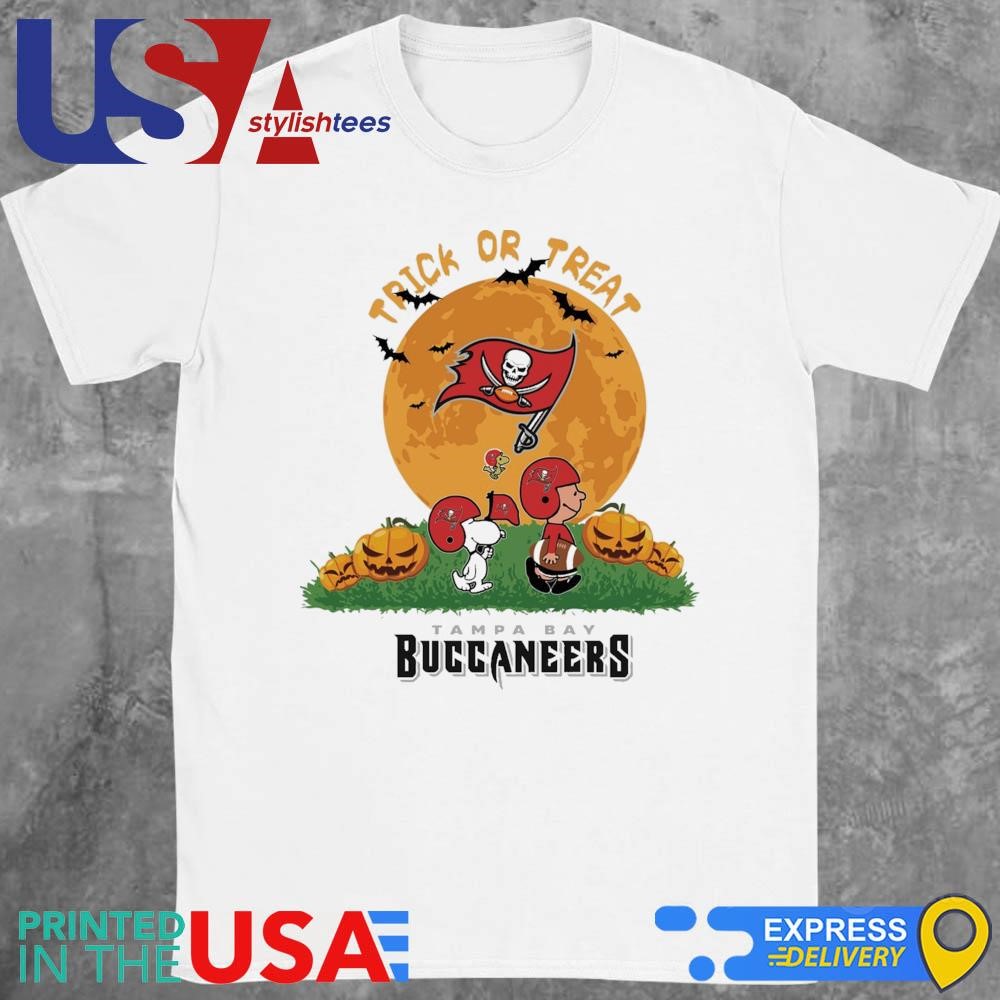 Charlie Brown Snoopy And Woodstock Trick Or Treat Halloween Tampa Bay Buccaneers NFL Shirt