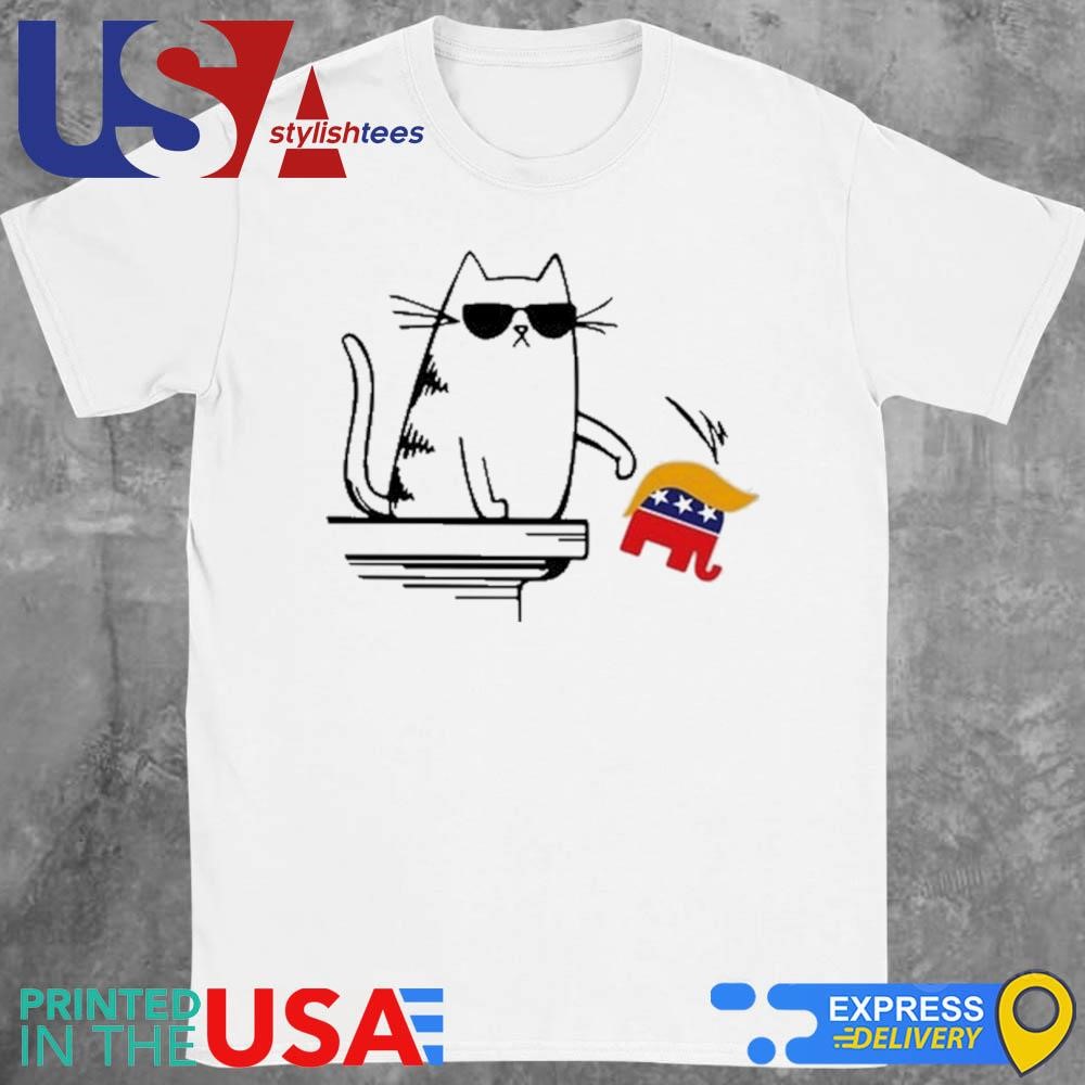 Cool Cat Knock Over Trump Elephant Hair 2024 Shirt