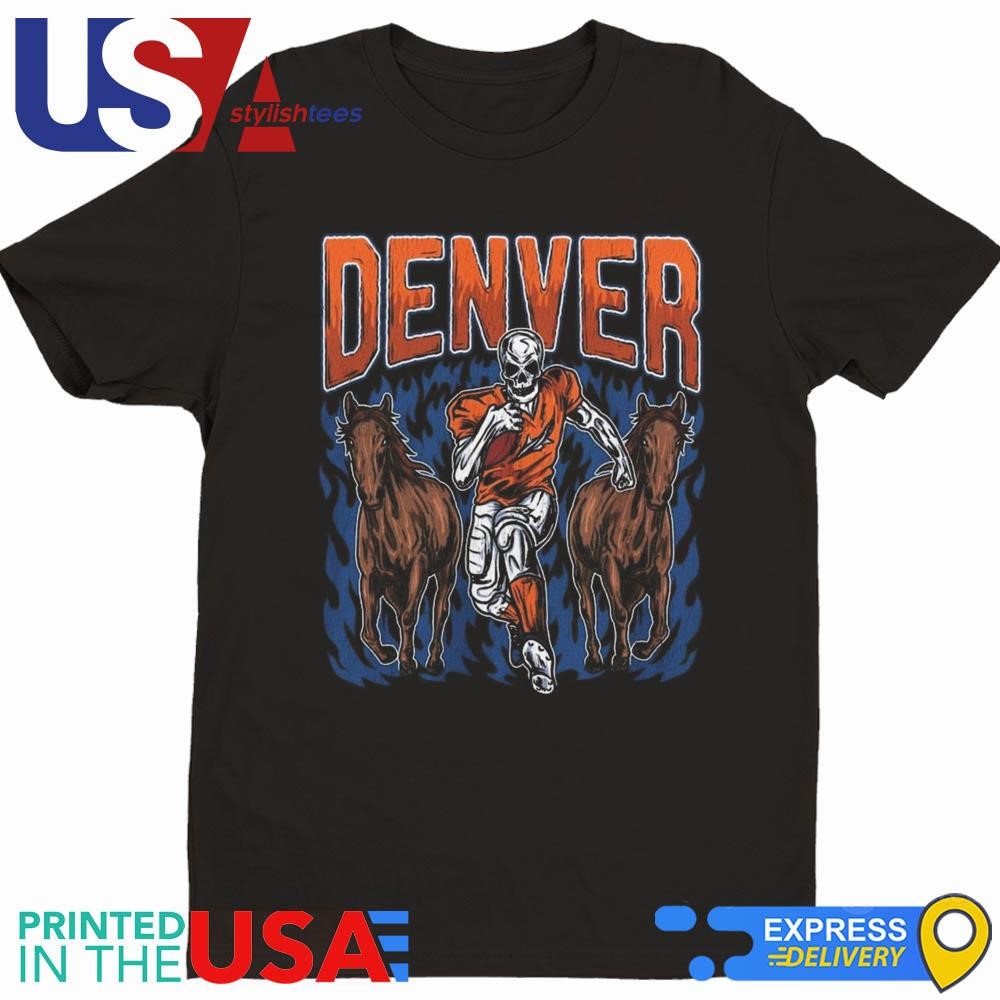 Denver Broncos Football Skeleton Bootleg Shirt