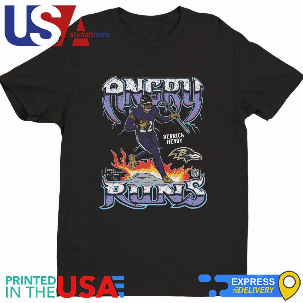 Derrick Henry Baltimore Ravens Angry Runs Player Graphic Tri-Blend Shirt