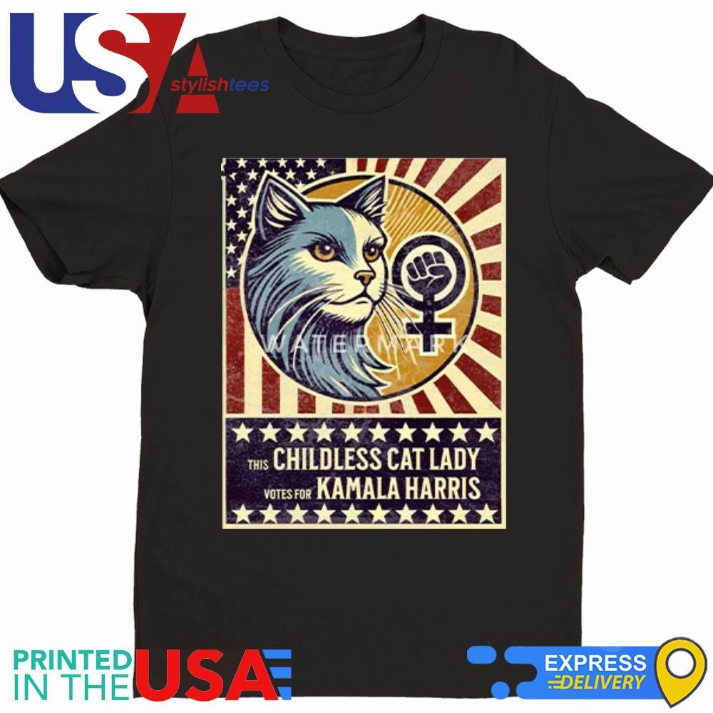 Feminist Childless Cat Lady Kamala Harris 2024 on Women's Shirt