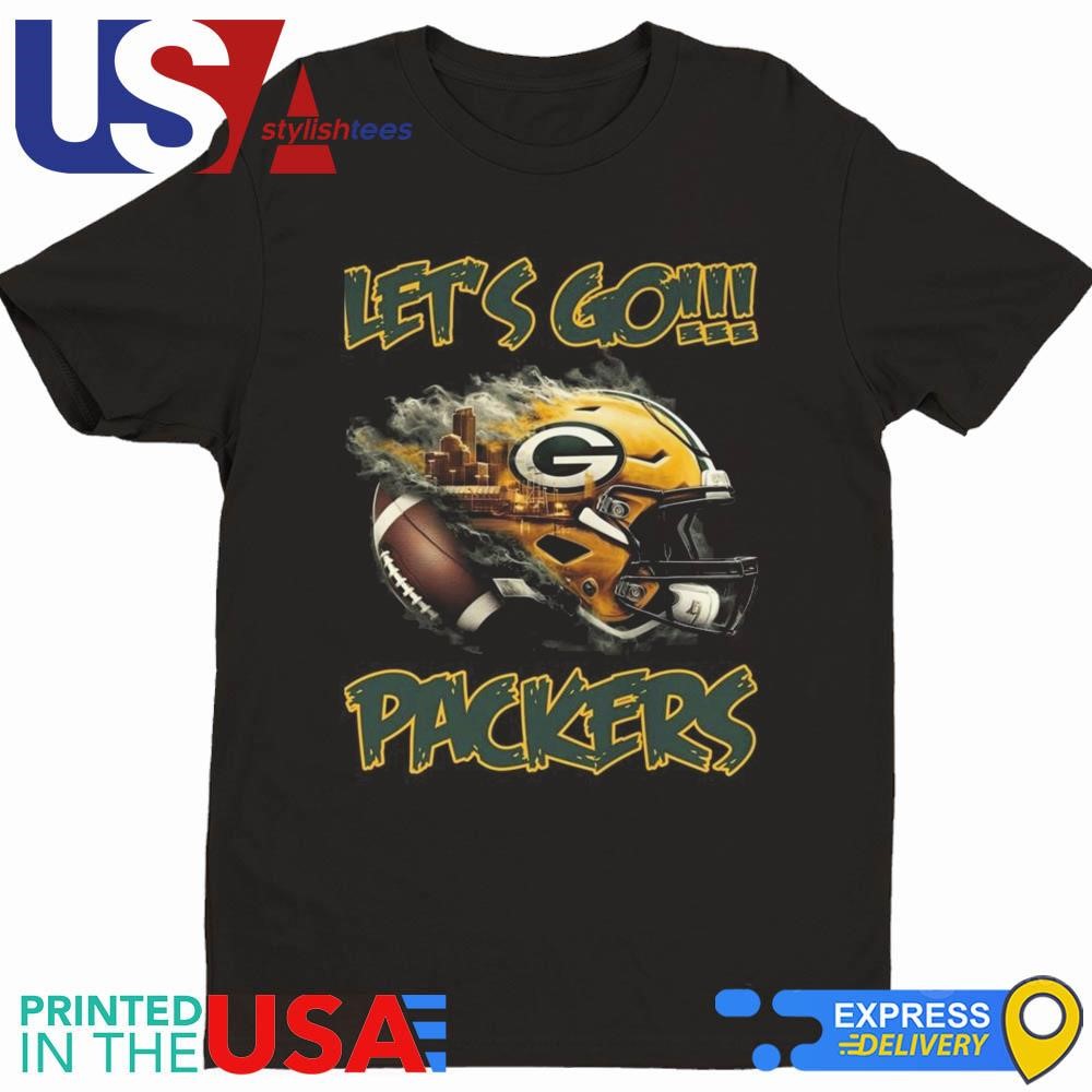 Green Bay Packers Football Match Let's Go Packers Helmet Shirt