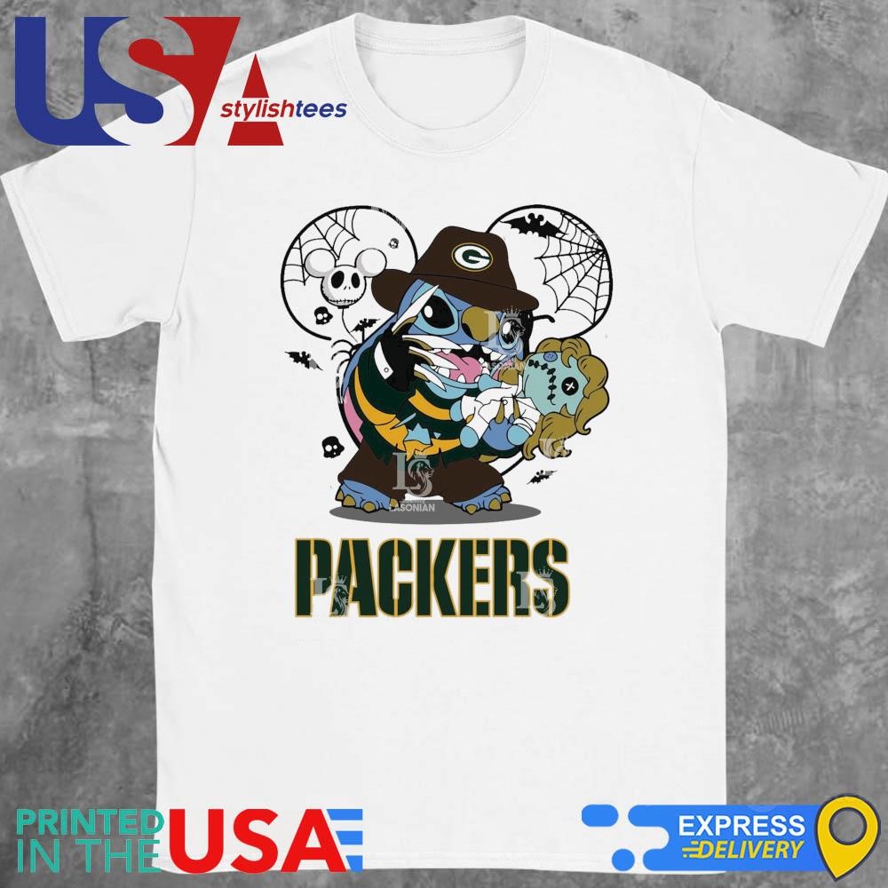 Green Bay Packers Stitch Freddy Krueger Halloween Shirt