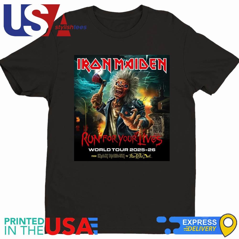 Iron Maiden Run For Your Life World Tour 2025-26 From Iron Maiden To Fear Of The Dark Shirt