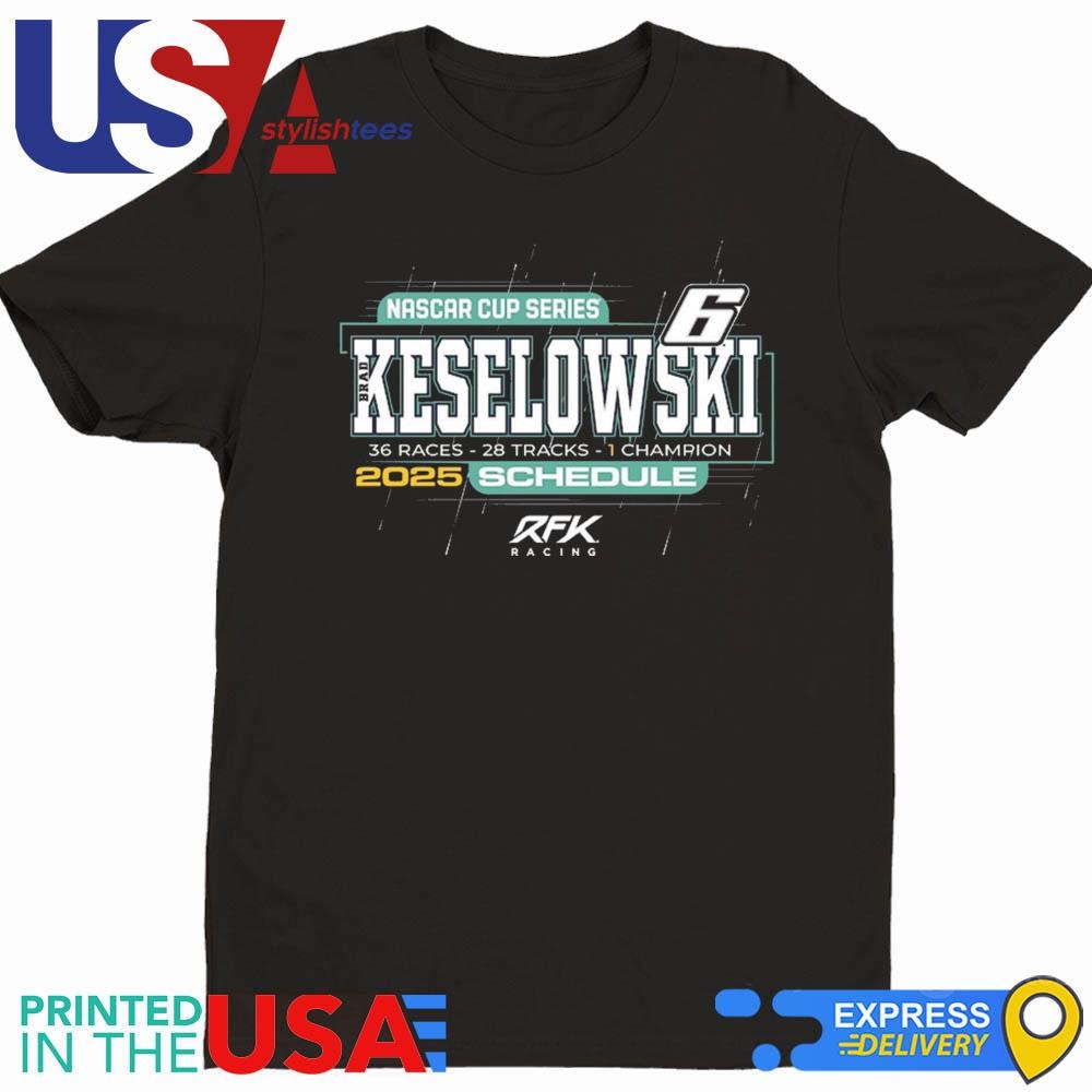 Keselowski Checkered Flag Sports Black 2025 NASCAR Cup Series Schedule Shirt