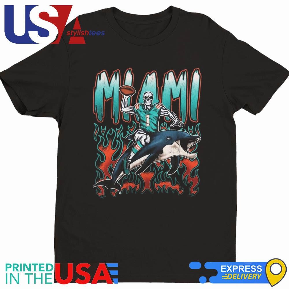 Miami Dolphins Football Skeleton Bootleg Shirt