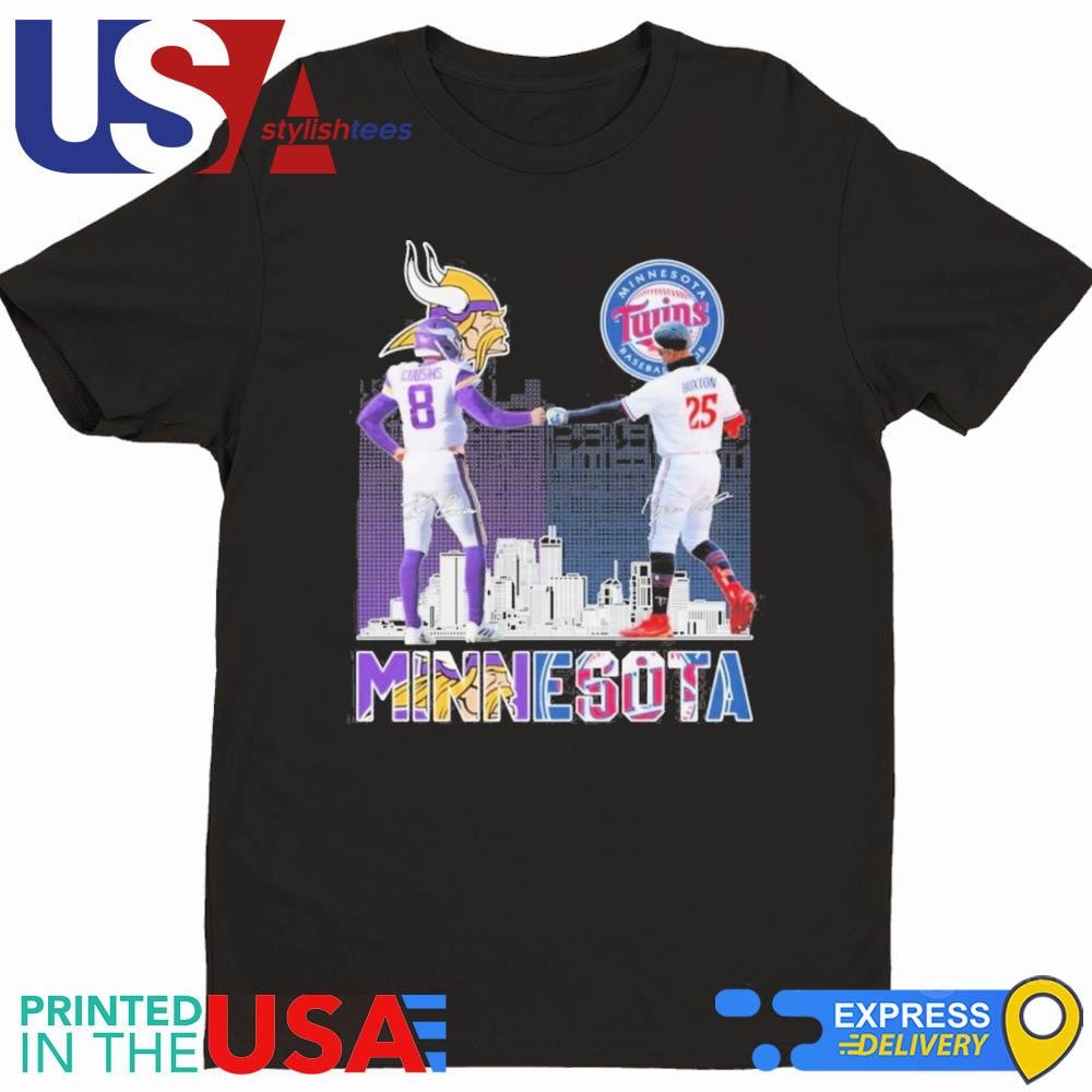 Minnesota Sports Teams 2024 Cousins And Buxton Skyline Signatures Shirt