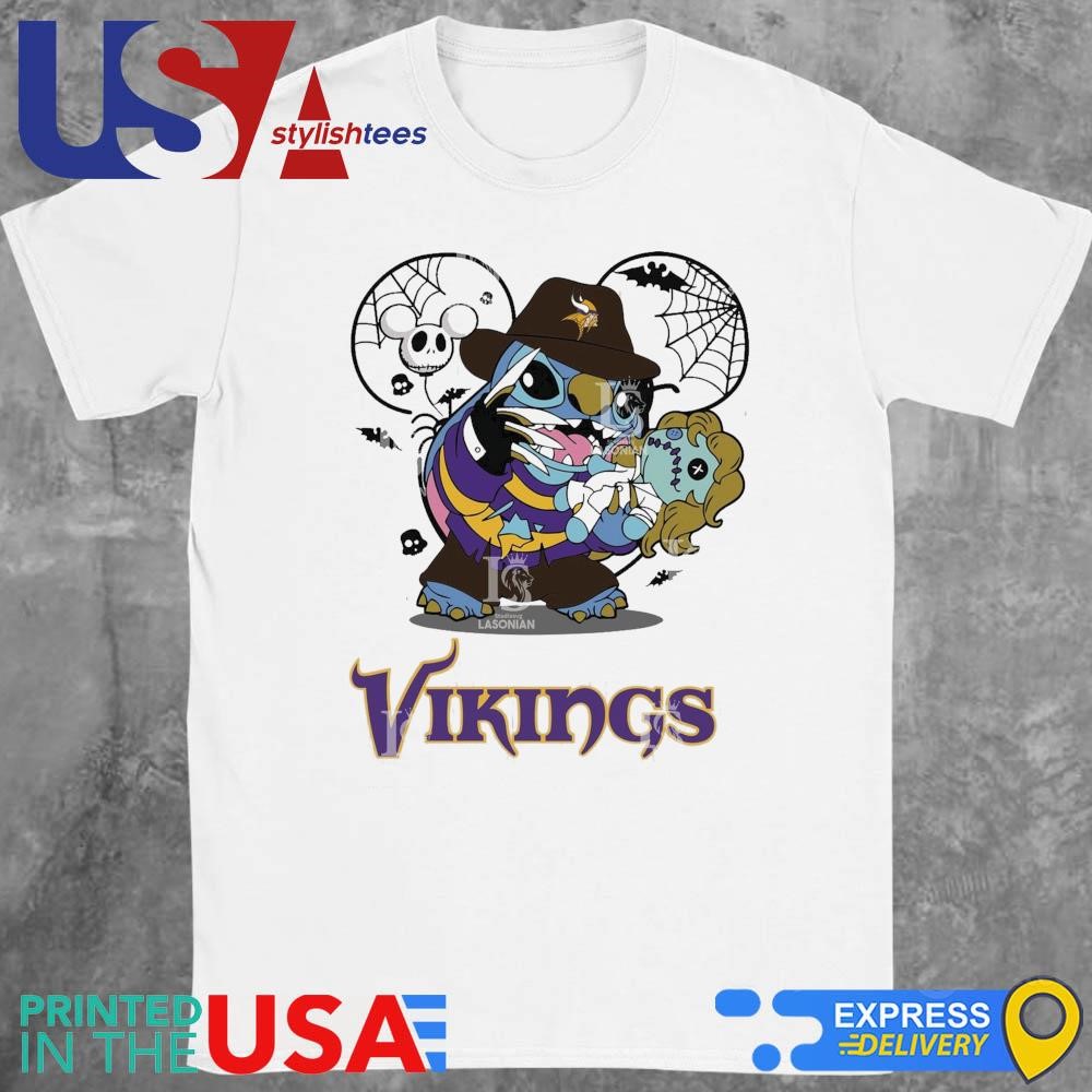 Minnesota Vikings Stitch Freddy Krueger Halloween Shirt