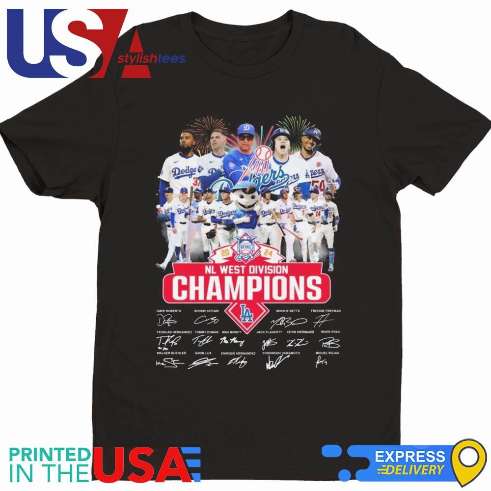 NL West Division Los Angeles Dodgers National Champions Signatures 2024 Shirt