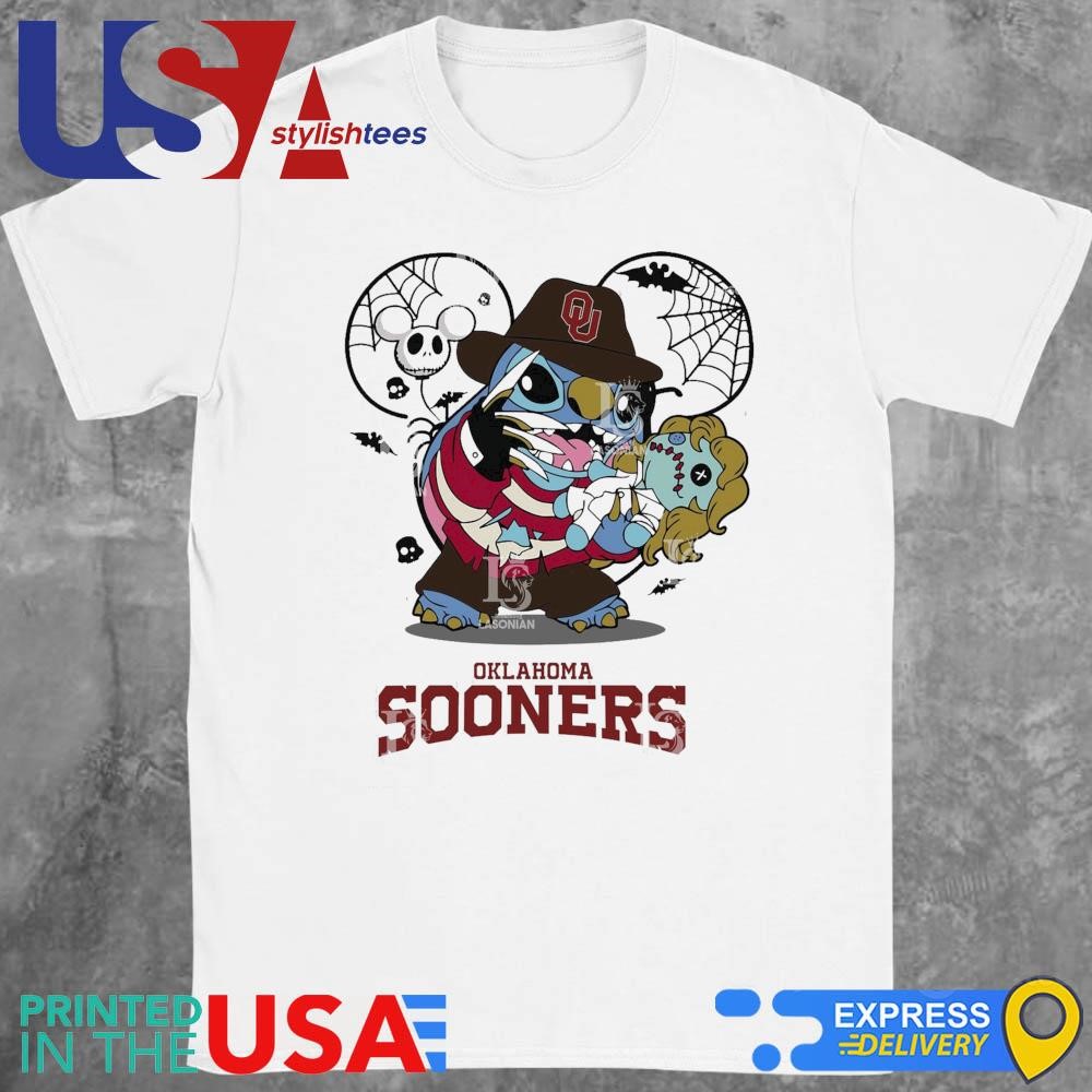 Oklahoma Sooners Stitch Freddy Krueger Halloween Shirt