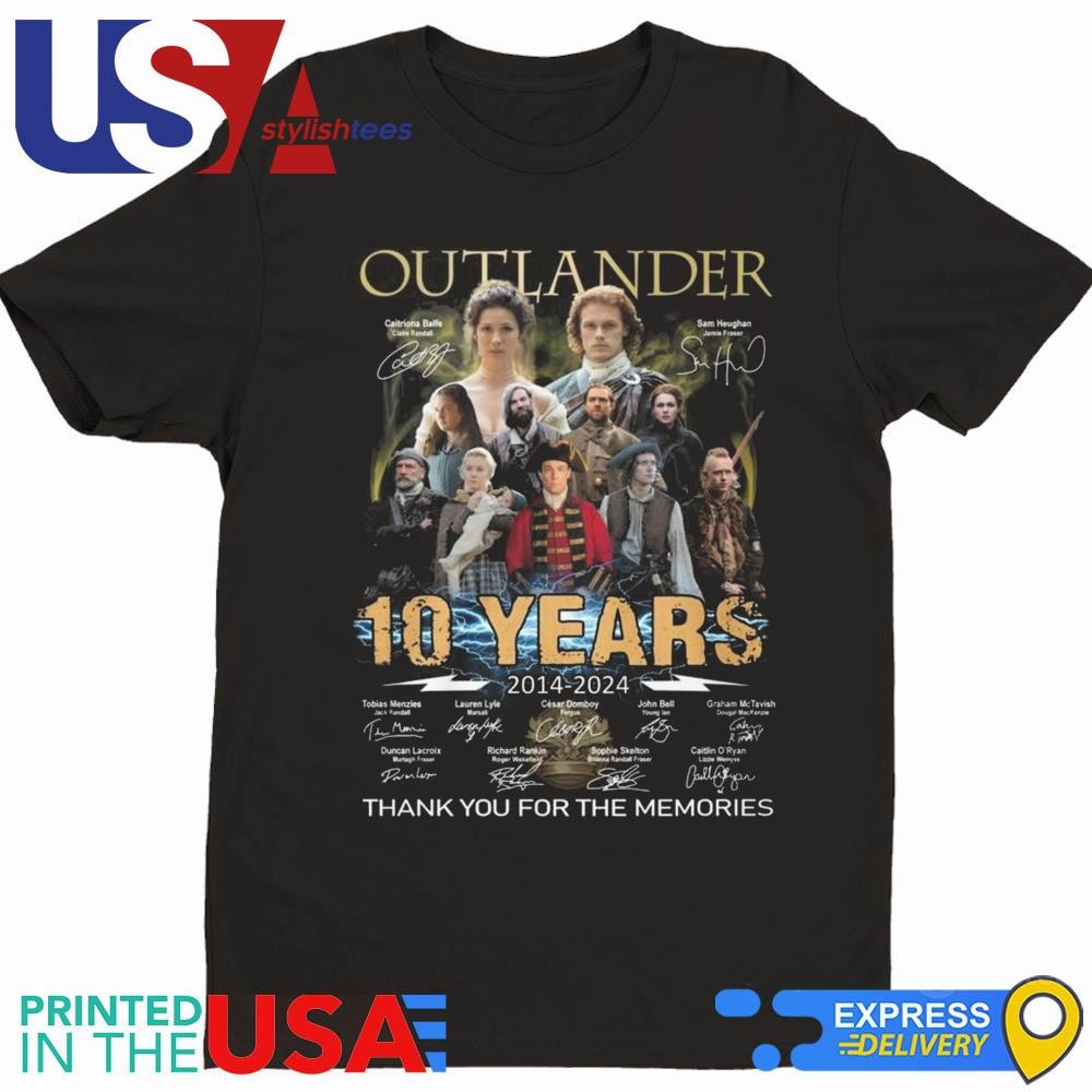 Outlander 10 Years 2014-2024 Thank You For The Memories Signatures Shirt