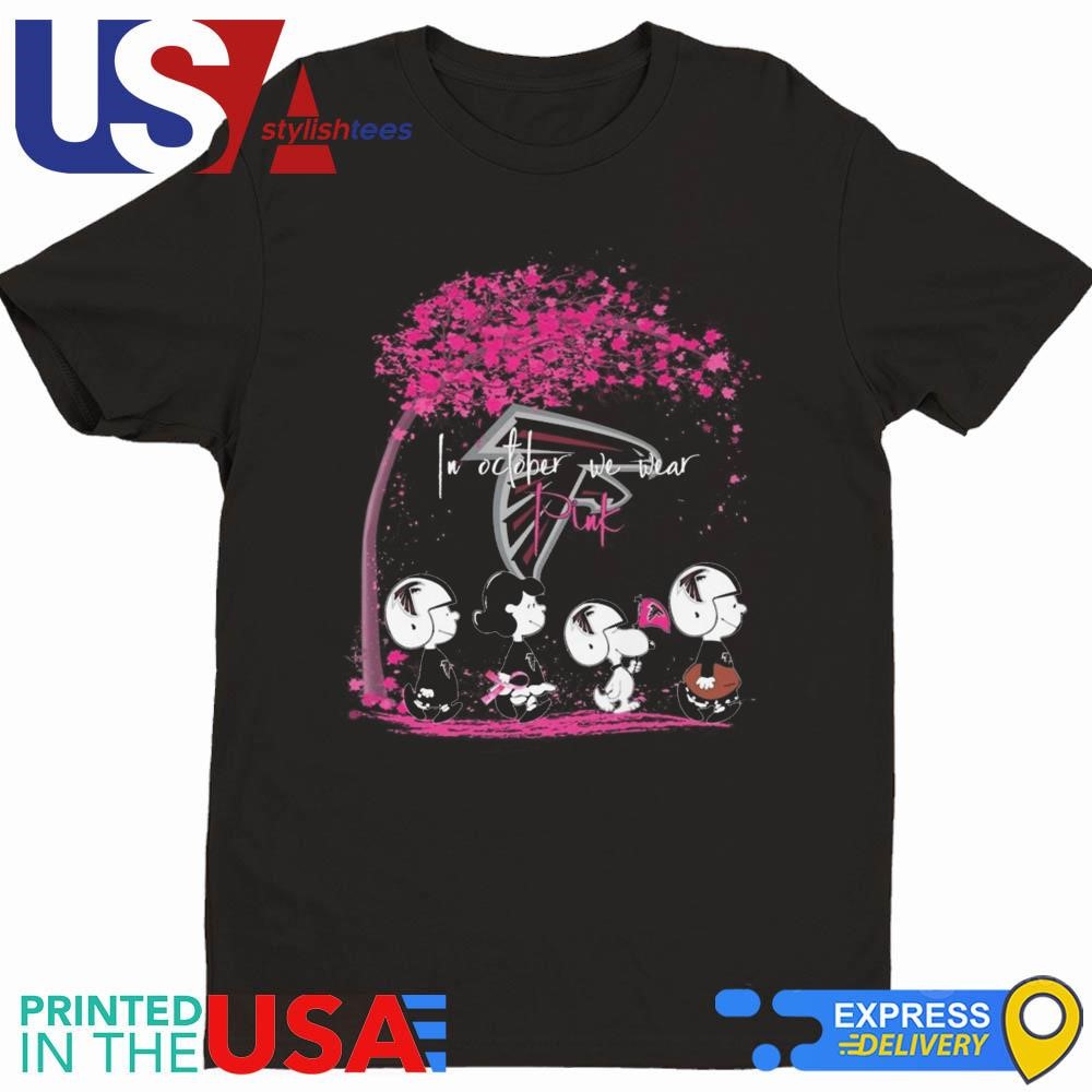 Peanuts Characters Atlanta Falcons In October We Wear Pink 2024 Shirt