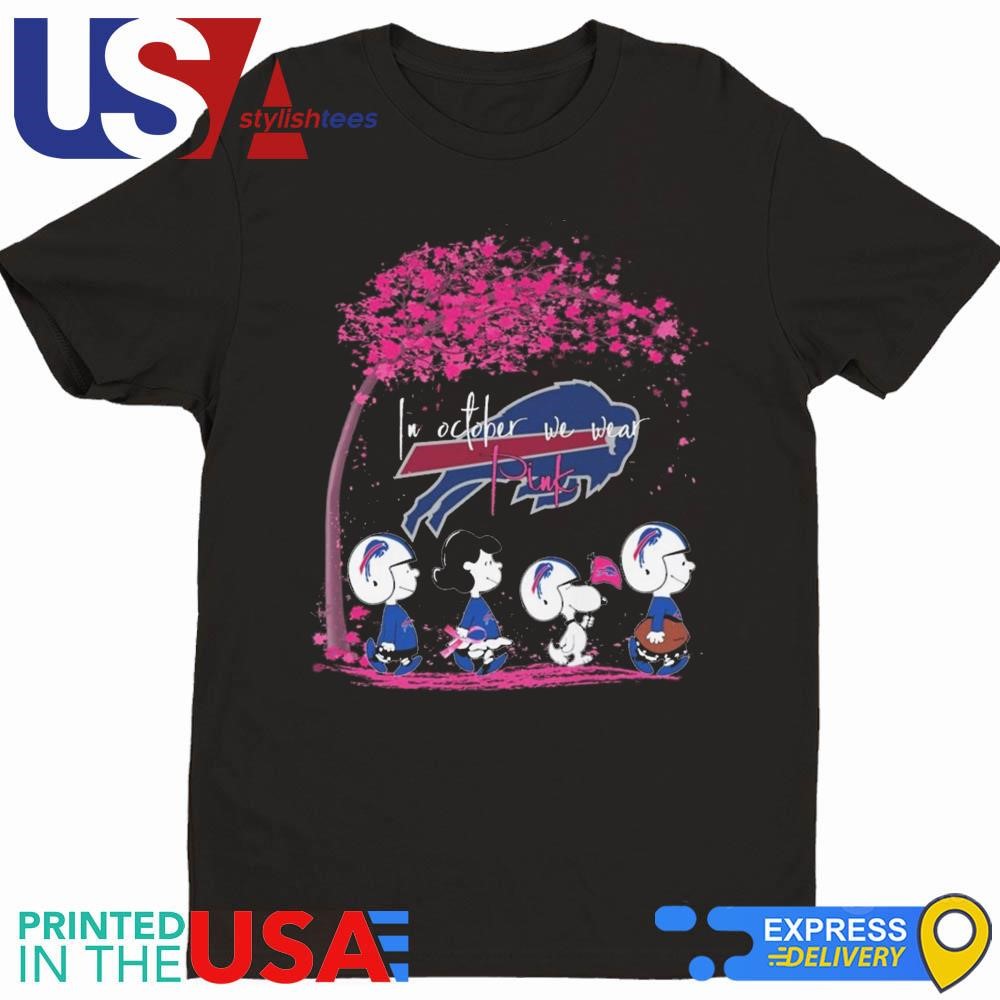 Peanuts Characters Buffalo Bills In October We Wear Pink 2024 Shirt