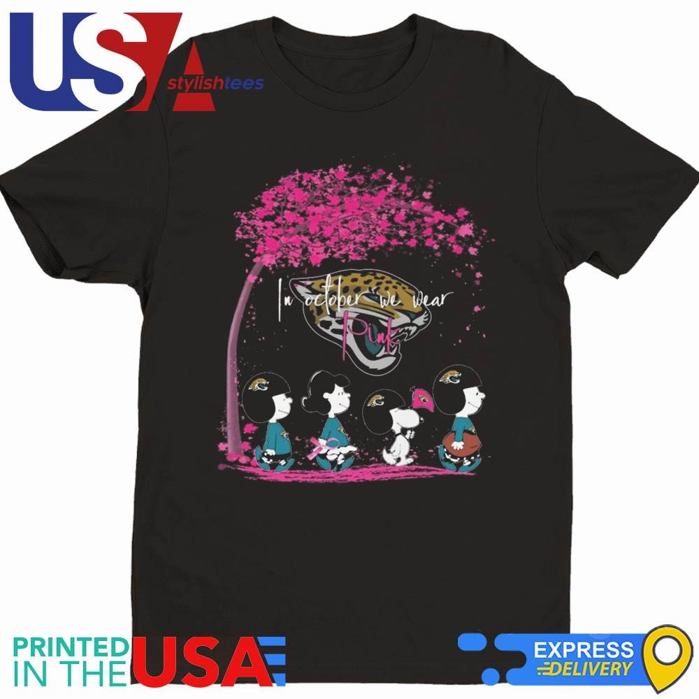 Peanuts Characters Jacksonville Jaguars In October We Wear Pink 2024 Shirt