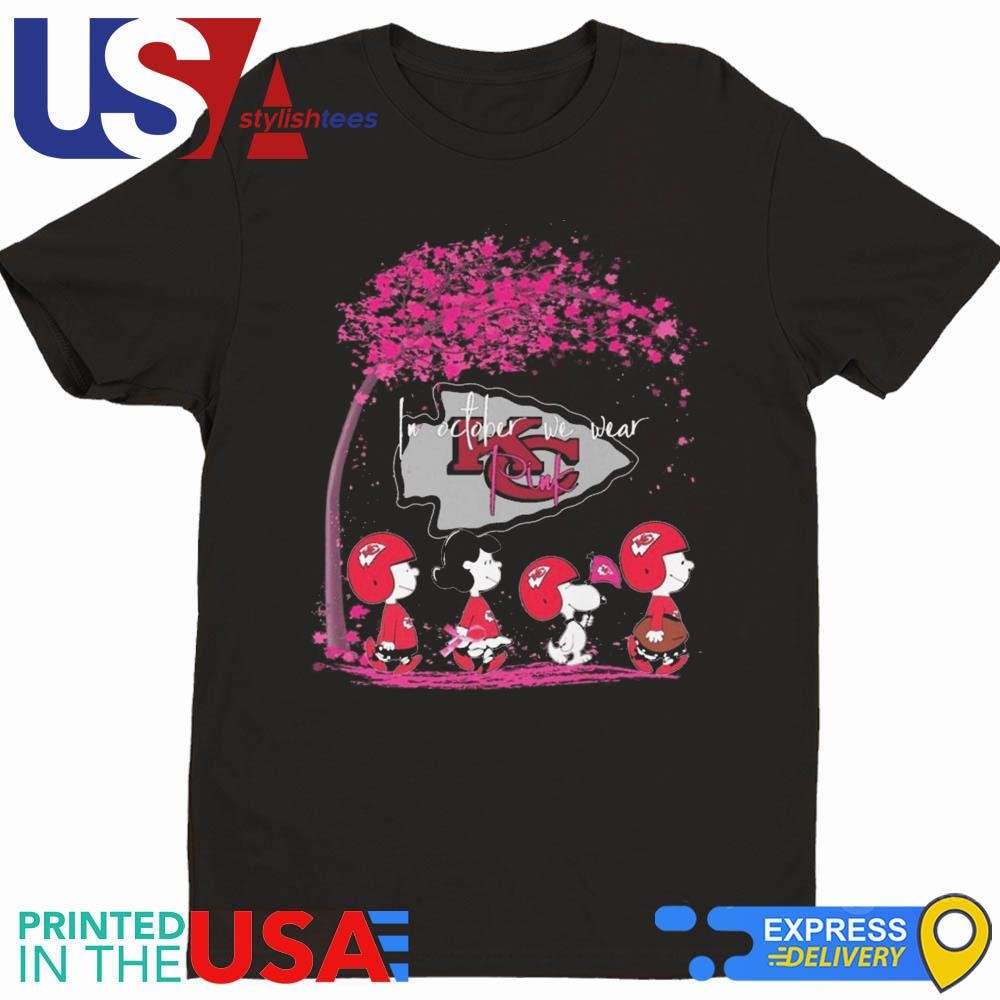 Peanuts Characters Kansas City Chiefs In October We Wear Pink 2024 Shirt