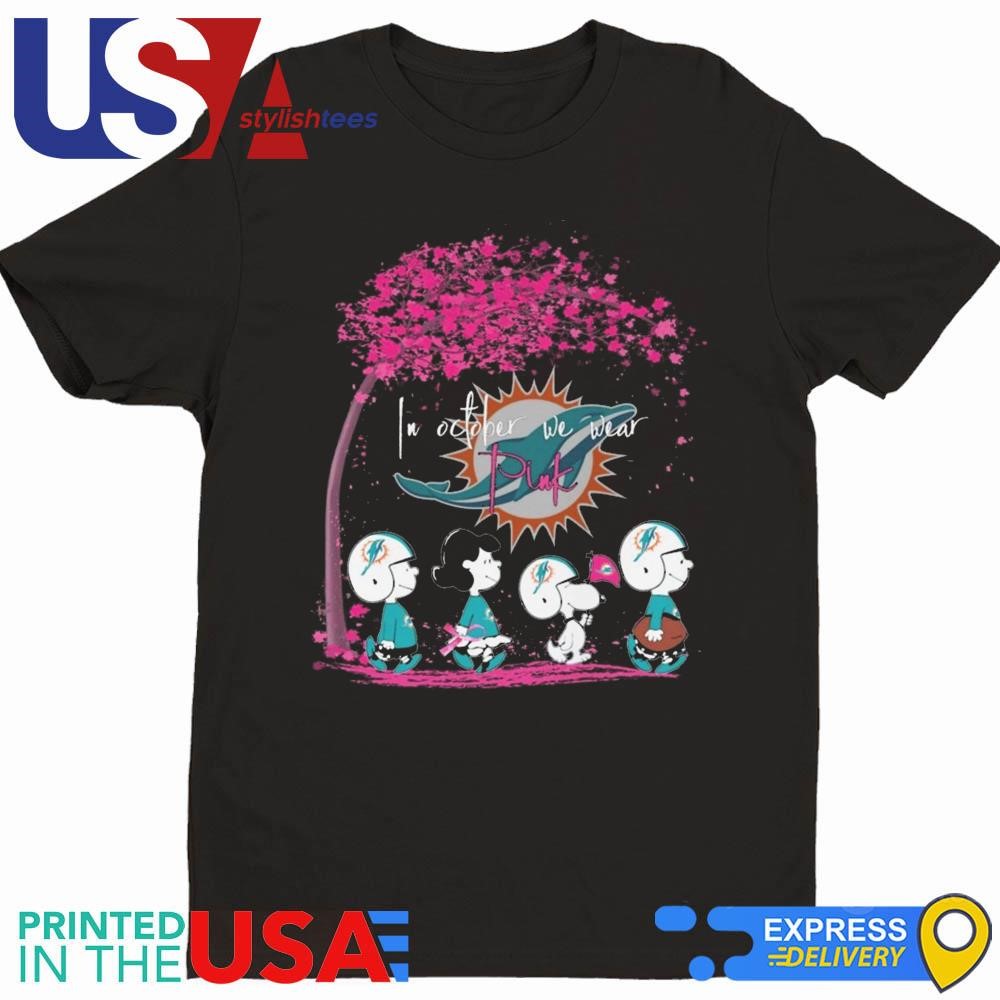 Peanuts Characters Miami Dolphins In October We Wear Pink 2024 Shirt