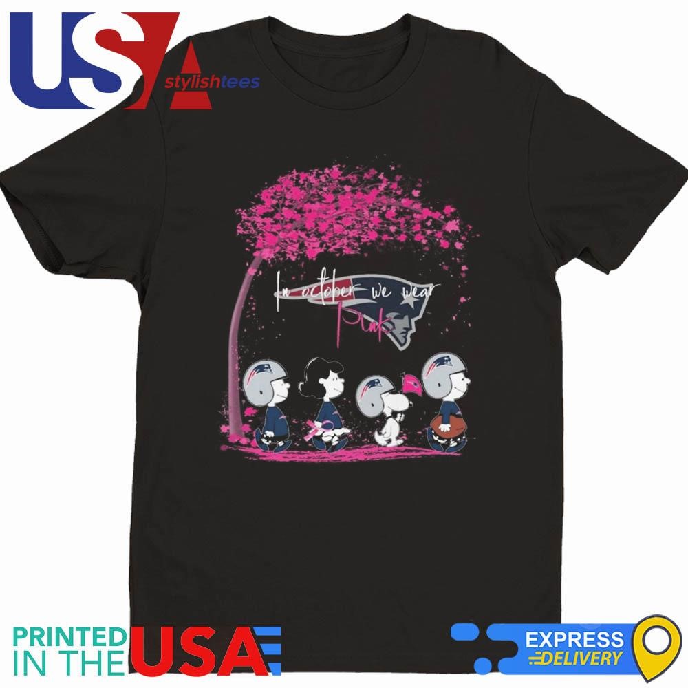 Peanuts Characters New England Patriots In October We Wear Pink 2024 Shirt