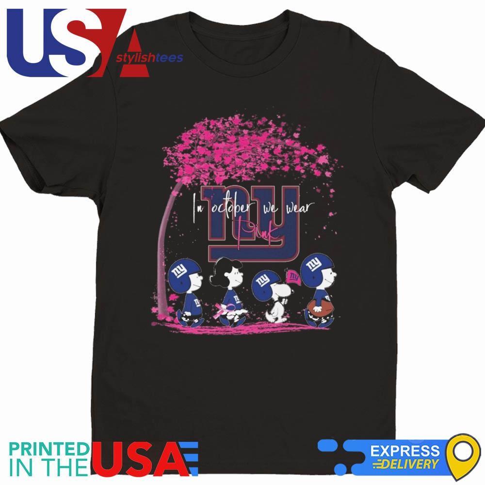 Peanuts Characters New York Giants In October We Wear Pink 2024 Shirt