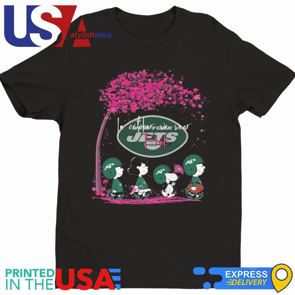 Peanuts Characters New York Jets In October We Wear Pink 2024 Shirt