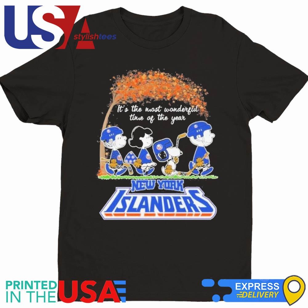 Peanuts Characters X New York Islanders It's The Most Wonderful Time Of The Year Shirt