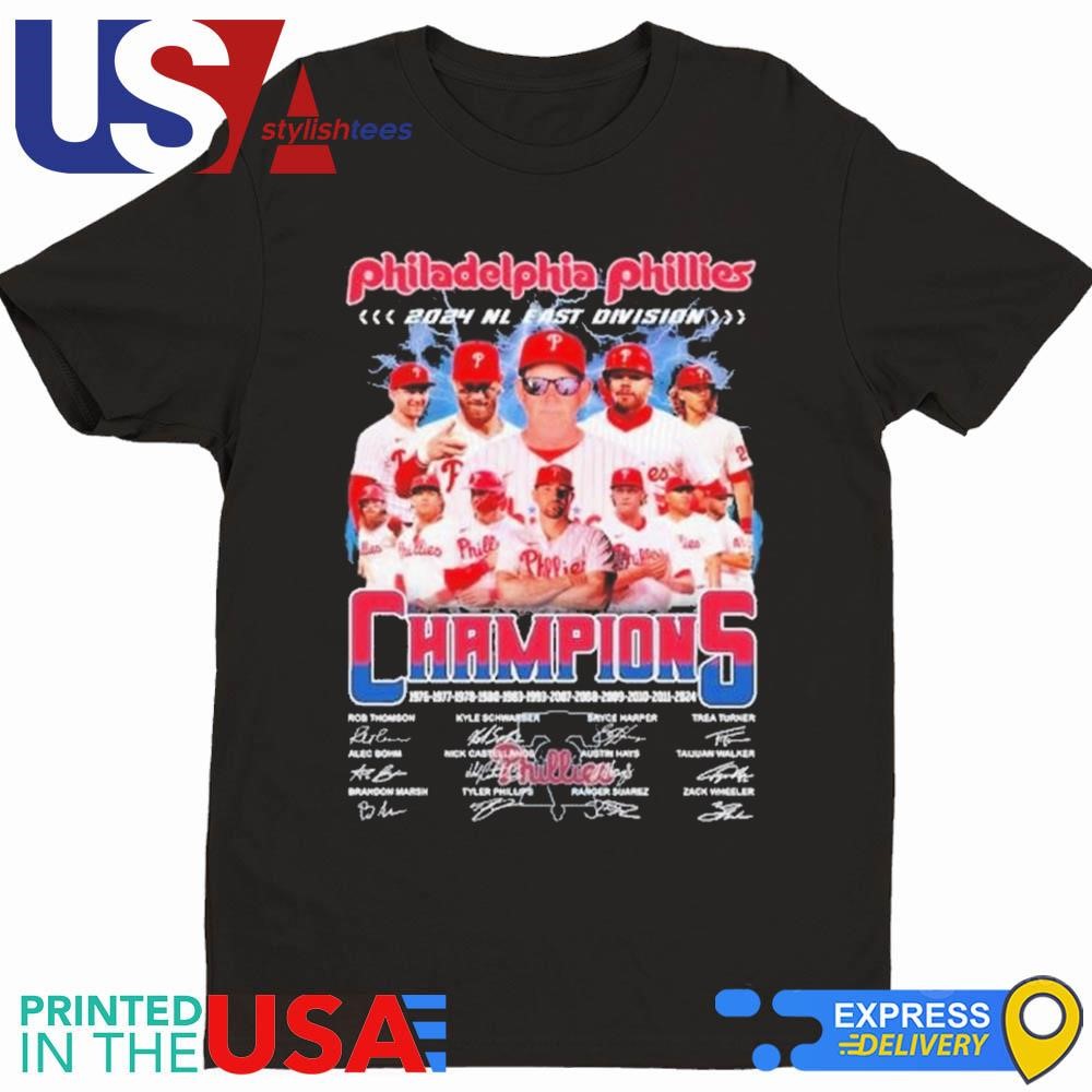 Philadelphia Phillies 2024 NL East Division Champions 12X Signatures Shirt