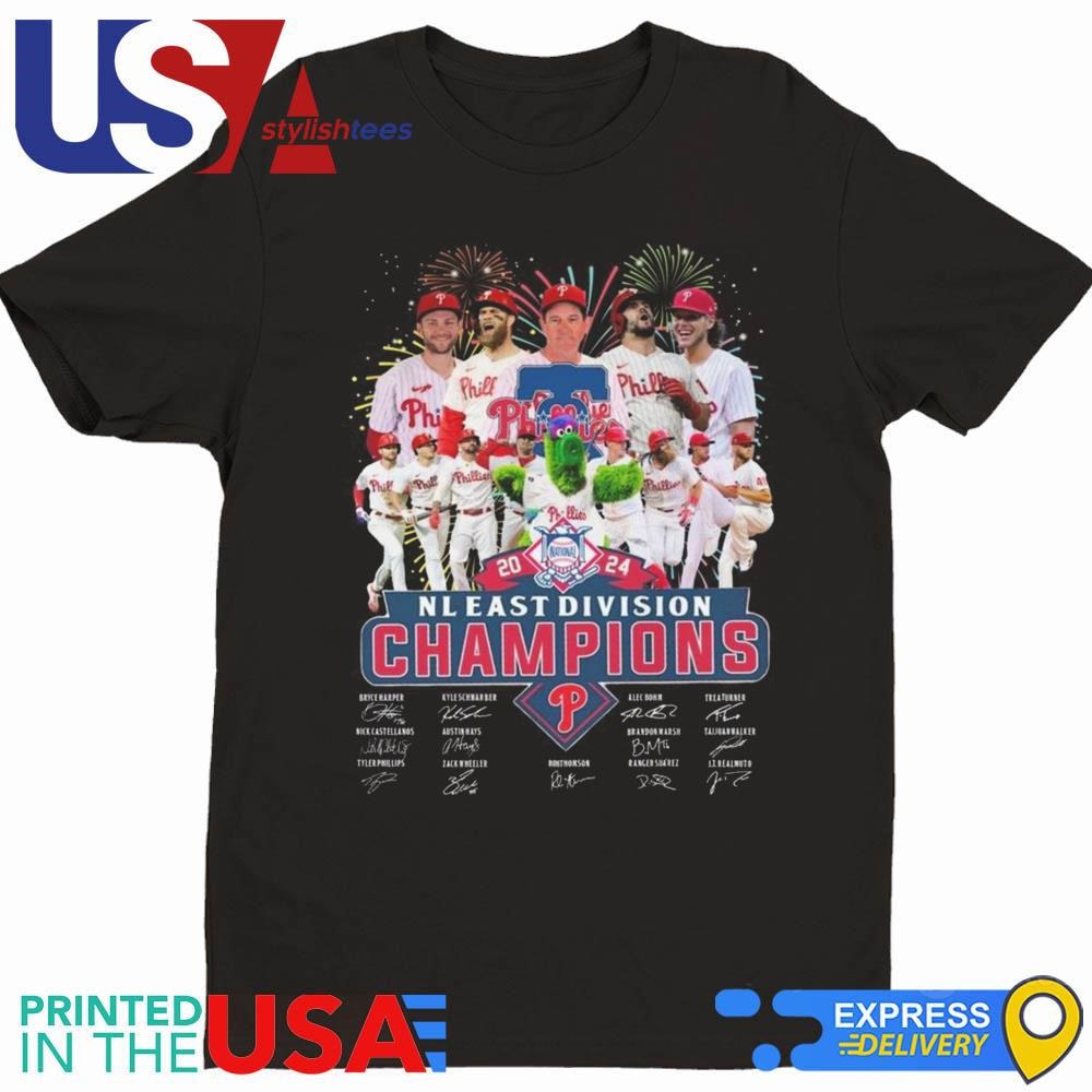 Philadelphia Phillies NL East Division Champs 2024 The Celebration Signatures Shirt