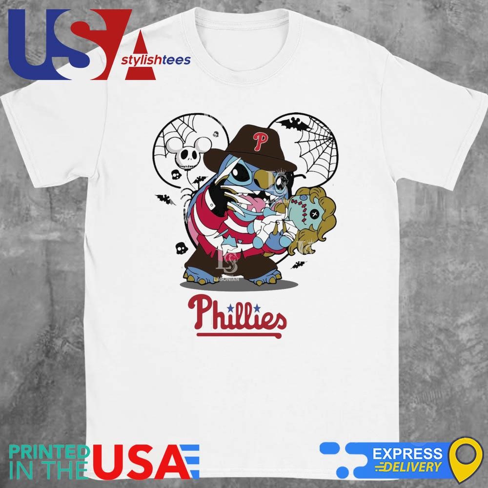 Philadelphia Phillies Stitch Freddy Krueger Halloween Shirt