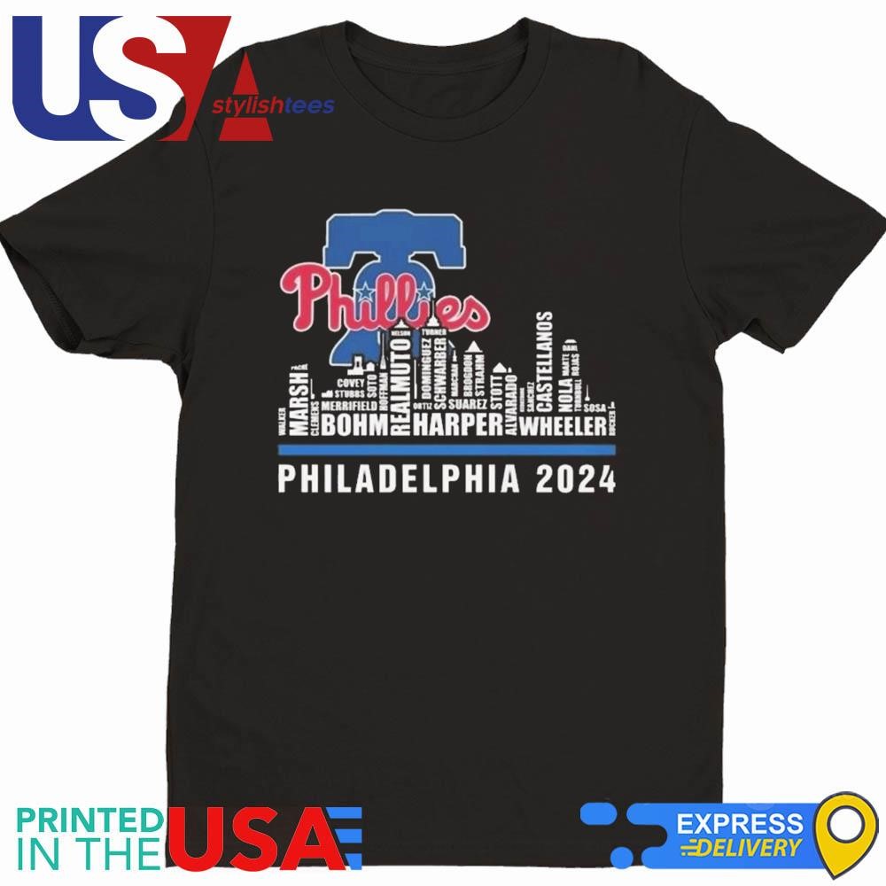 Philadelphia Skyline 2024 Philadelphia Phillies Players Name Shirt