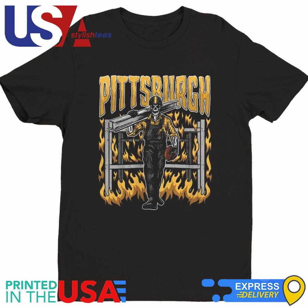 Pittsburgh Steelers Football Skeleton Bootleg Shirt