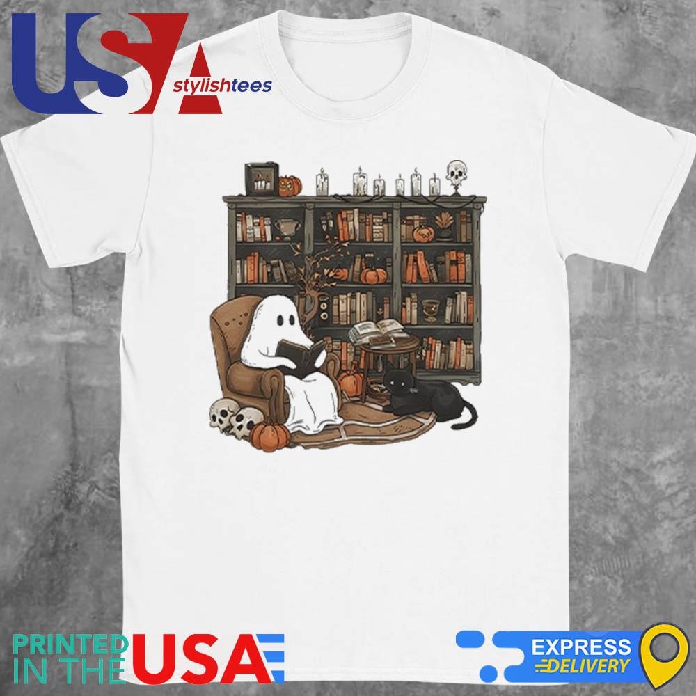 Retro Ghost Reading Books Shirt