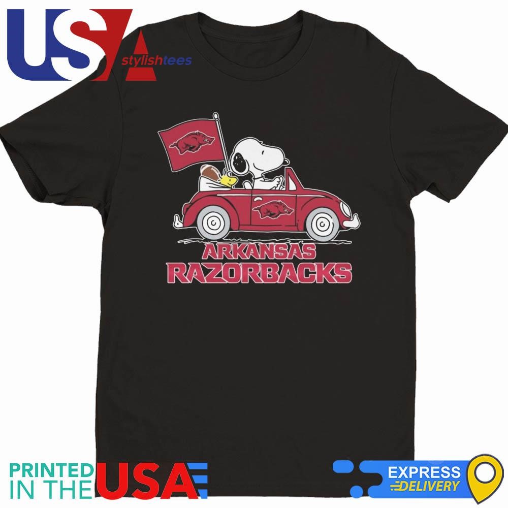 Snoopy And Woodstock Driver Car Arkansas Razorbacks 2024 Shirt