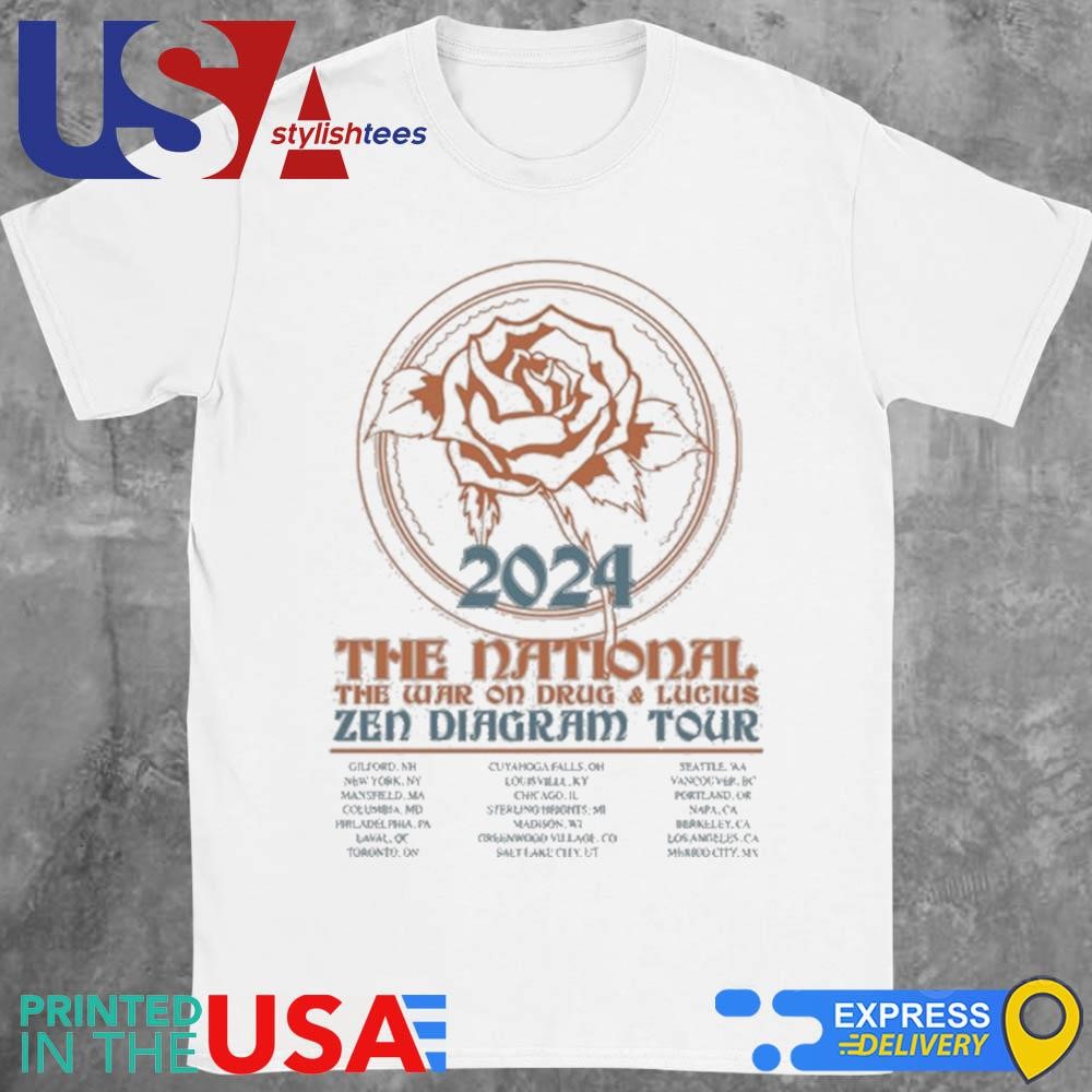 The National X The War On Drugs Rose Zen Diagram Tour 2024 Concert Shirt