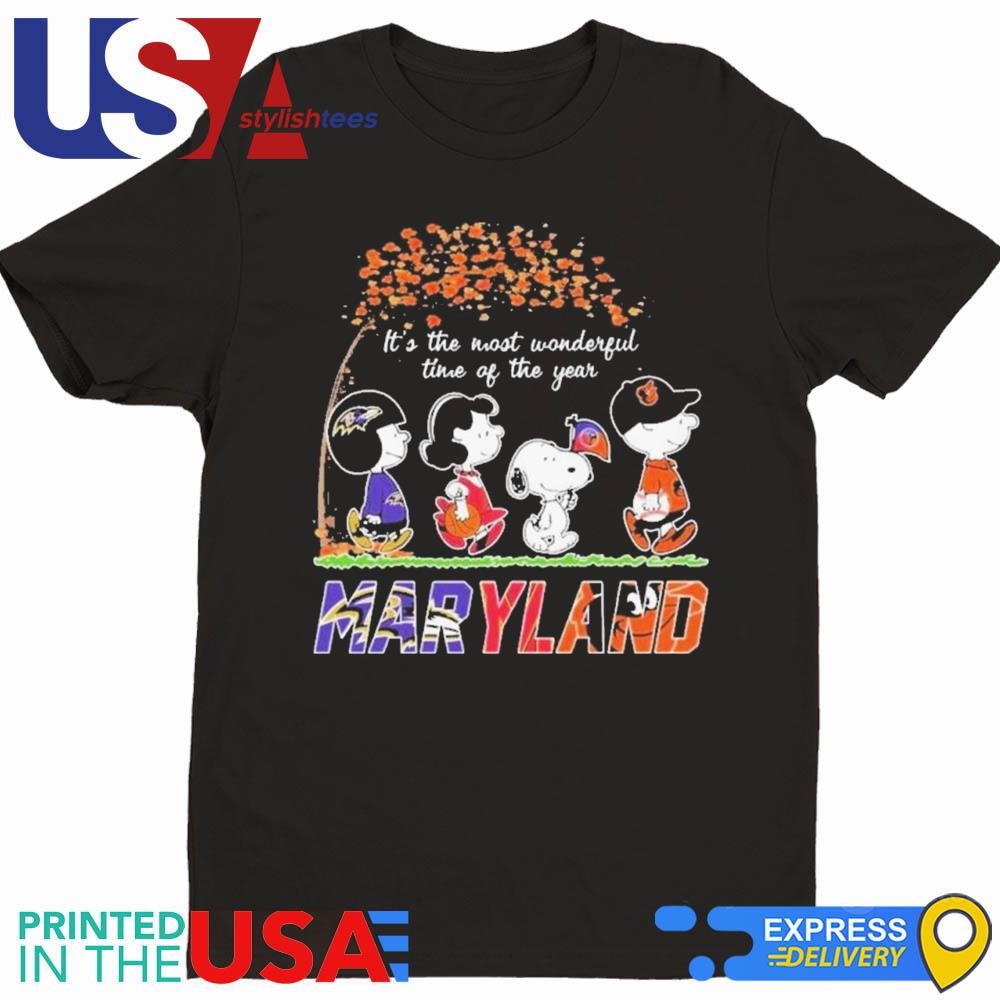 The Peanuts Movie Characters Maryland Sports It's The Most Wonderful Time Of The Year 2024 Shirt