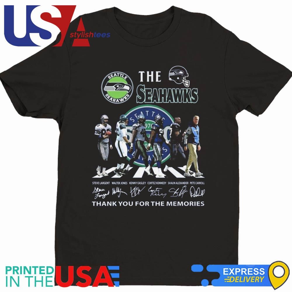 The Seattle Seahawks Thank You For The Memories Signatures Abbey Road 2024 Shirt