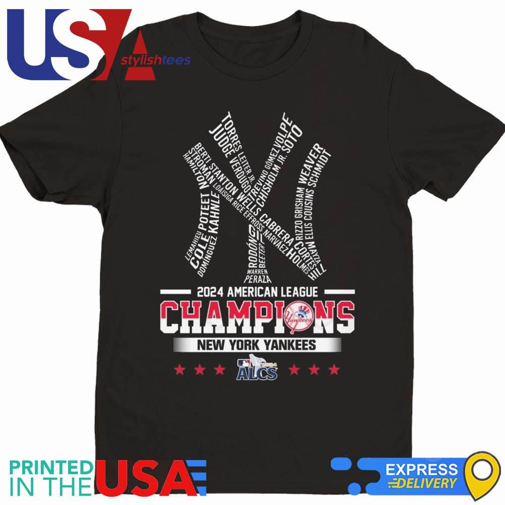 2024 American League Champions New York Yankees Logo Names Shirt