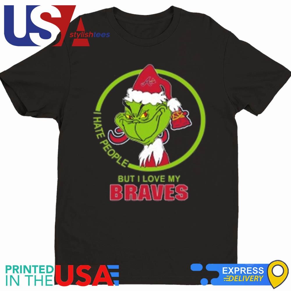 Atlanta Braves MLB Christmas Grinch I Hate People But I Love My Favorite 2024 Shirt