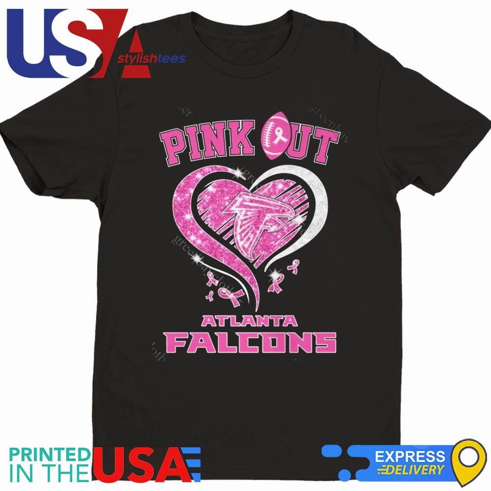 Atlanta Falcons Pink Out Breast Cancer Heart Diamond Shirt