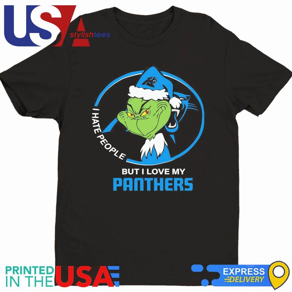 Carolina Panthers Christmas Grinch I Hate People But I Love My Panthers 2024 Shirt