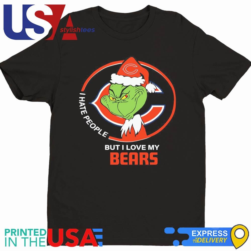 Chicago Bears Christmas Grinch I Hate People But I Love My Bears 2024 Shirt